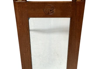 Arts & Crafts Wall Mirror with Hand-Carved Frogs by Kobus de Graaff, 1900s